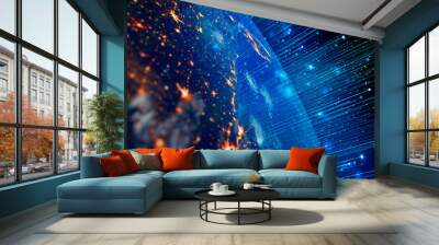 communication technology for internet business. global world network and telecommunication on earth  Wall mural