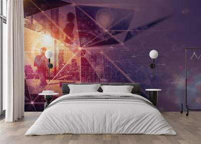 Economic Business growth global business network,Business strategy Digital marketing.Data analysis financial and banking,Customer service,Technology data connection, Teamwork. Wall mural