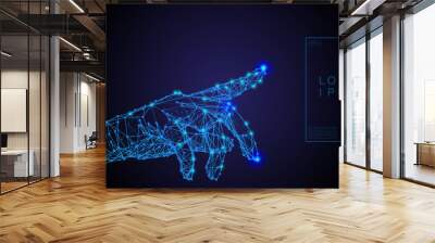 human hand touch technological concept with low poly blue and polygonal abstra Wall mural