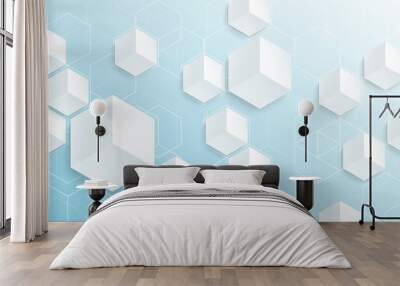 modern abstract geometric hexagons shape medicine and science concept background Wall mural