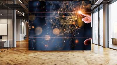 Woman hand touching The metaverse universe,Digital transformation conceptual for next generation technology era. Wall mural