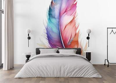 A colorful watercolor illustration of feather Wall mural