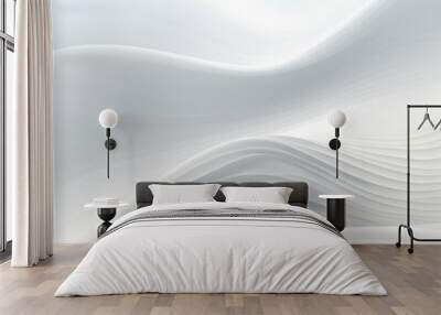 Minimalist white wave pattern with a smooth flowing design. Wall mural