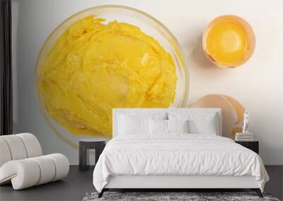 Sweet cream with egg liqueur. Sweet cream in glass bowl. Confectionery, sweet life, calories. Wall mural