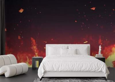 Red flame background, anime style Wall mural