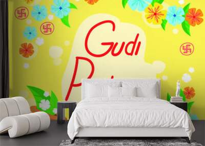 Happy Gudi Padwa celebration. vector illustration. Samvatsaradi, Ugadi, Yugadi holiday. Wall mural