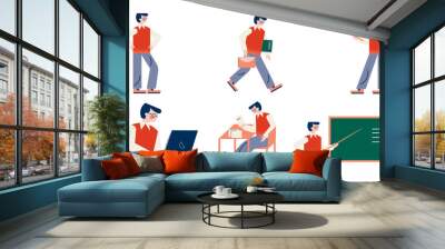 Men teachers during lessons at school teaching pupils vector illustration Wall mural