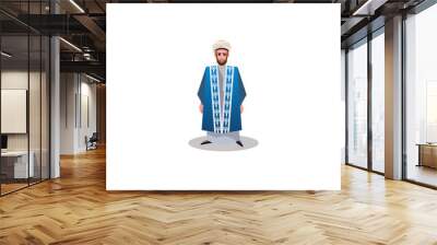 Muslim man. Raster illustration in flat cartoon style Wall mural