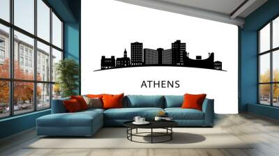 Athens, Georgia city skyline. Black cityscape isolated on white background. Vector banner. Wall mural