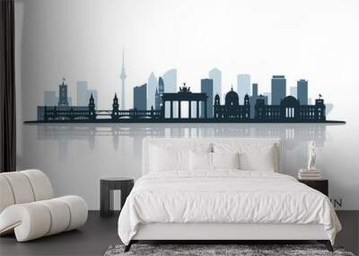 Berlin skyline silhouette with reflection. Landscape Berlin, Germany. Vector illustration. Wall mural