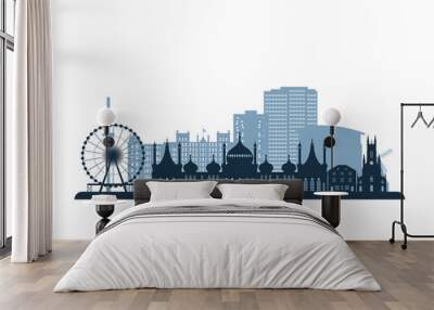 Brighton, UK skyline, monochrome silhouette. Vector illustration. Wall mural