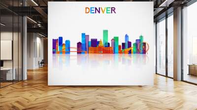 Denver skyline silhouette in colorful geometric style. Symbol for your design. Vector illustration. Wall mural