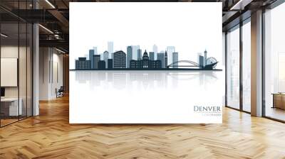 denver skyline silhouette with reflection. landscape denver, colorado. vector illustration. Wall mural