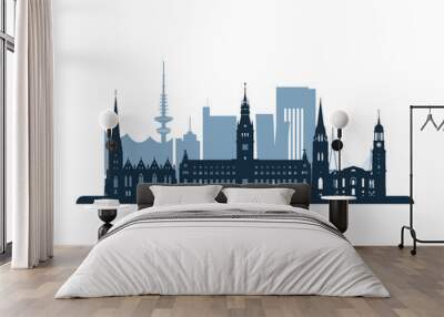 Hamburg skyline, monochrome silhouette. Vector illustration. Wall mural