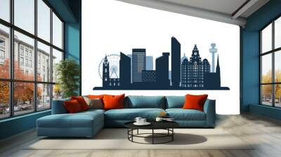 Liverpool skyline, monochrome silhouette. Vector illustration. Wall mural