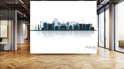 Macau skyline silhouette with reflection. Landscape Macau, China. Vector illustration. Wall mural