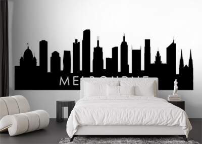 Melbourne skyline silhouette. Black Melbourne city design isolated on white background. Wall mural