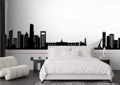 Monterrey skyline horizontal banner. Black and white silhouette of Monterrey, Uruguay. Vector template for your design. Wall mural