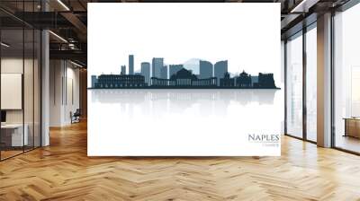 Naples skyline silhouette with reflection. Landscape Naples, Italy. Vector illustration. Wall mural