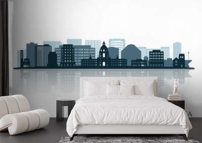 Pasadena skyline silhouette with reflection. Landscape Pasadena, California. Vector illustration. Wall mural