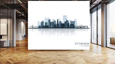 Pittsburgh skyline silhouette with reflection. Landscape Pittsburgh, Pennsylvania. Vector illustration. Wall mural