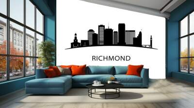 Richmond city skyline. Black cityscape isolated on white background. Vector banner. Wall mural