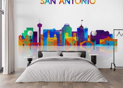 San Antonio skyline silhouette in colorful geometric style. Symbol for your design. Vector illustration. Wall mural