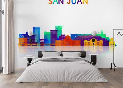 San Juan skyline silhouette in colorful geometric style. Symbol for your design. Vector illustration. Wall mural