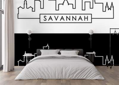 Savannah skyline. Linear style. Editable vector file. Wall mural