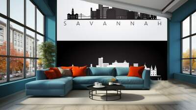 Savannah USA skyline and landmarks silhouette, black and white design, vector illustration. Wall mural