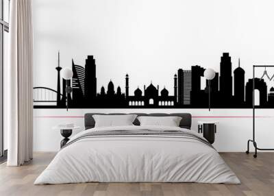 silhouette of city Wall mural