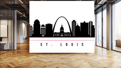 st.louis skyline horizontal banner. black and white silhouette of st.louis, missouri. vector templat Wall mural