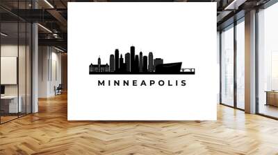 Vector Minneapolis skyline. Travel Minneapolis famous landmarks. Business and tourism concept for presentation, banner, web site. Wall mural