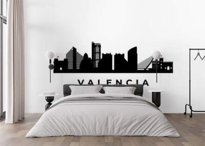 Vector Valencia skyline. Travel Valencia famous landmarks. Business and tourism concept for presentation, banner, web site. Wall mural