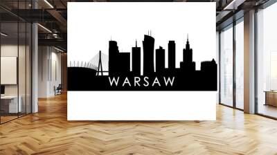 Warsaw skyline silhouette. Black Warsaw city design isolated on white background. Wall mural