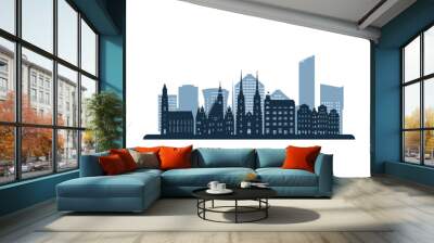 Wroclaw skyline, monochrome silhouette. Vector illustration. Wall mural