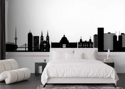 Zagreb skyline horizontal banner. Black and white silhouette of Zagreb, Croatia. Vector template for your design. Wall mural