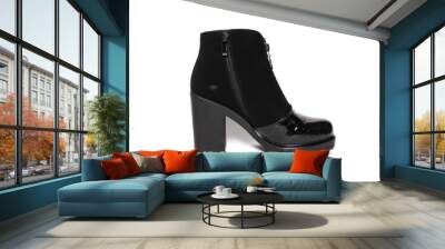 Women's demi-season shoes leather isolated on white background Wall mural