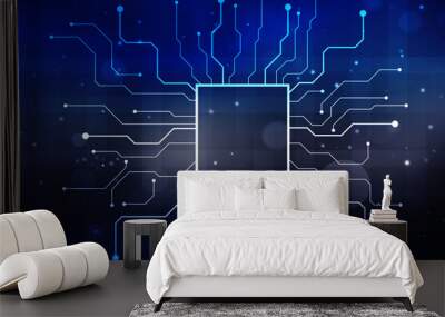 Abstract futuristic circuit board Illustration, Circuit board with various technology elements. Circuit board pattern for digital abstract technology background Wall mural