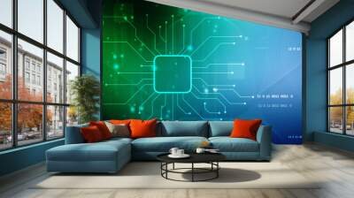 Abstract futuristic circuit board Illustration, Circuit board with various technology elements. Circuit board pattern for digital abstract technology background Wall mural