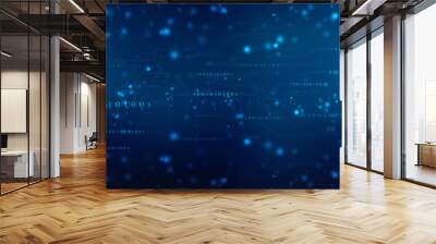 Binary Code Background, Digital Abstract technology background, flowing number one and zero text in binary code format in technology background. Internet Big data Concept Wall mural