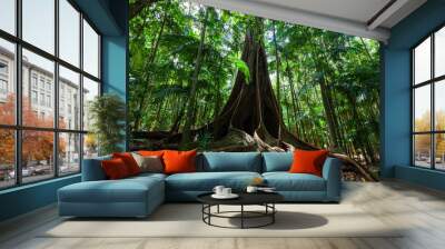 Giant fig tree roots in a rainforest Wall mural