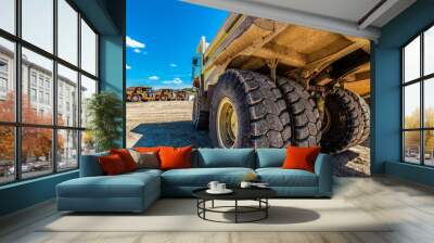 Heavy industrial machinery on construction site Wall mural