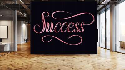 Pink word Success on black background digital artwork Wall mural