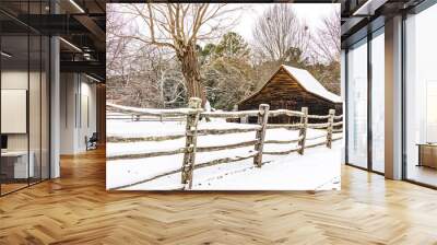 barn in winter Wall mural