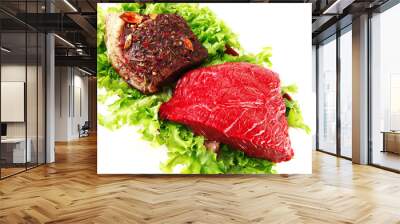 raw beef with roast steak Wall mural