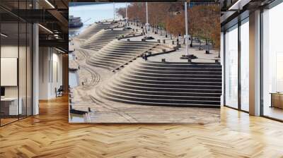 Serpentine-shaped flood wall on the banks of the Ohio River 2 Wall mural