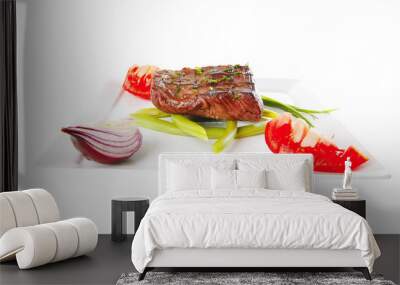 roasted beef served on white Wall mural