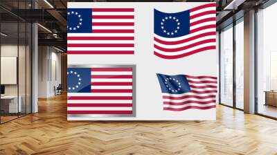 Flag of the US 13 Stars Betsy Ross Wall mural