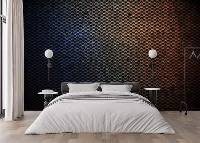 Dark grunge background with rusty hexagons texture Wall mural